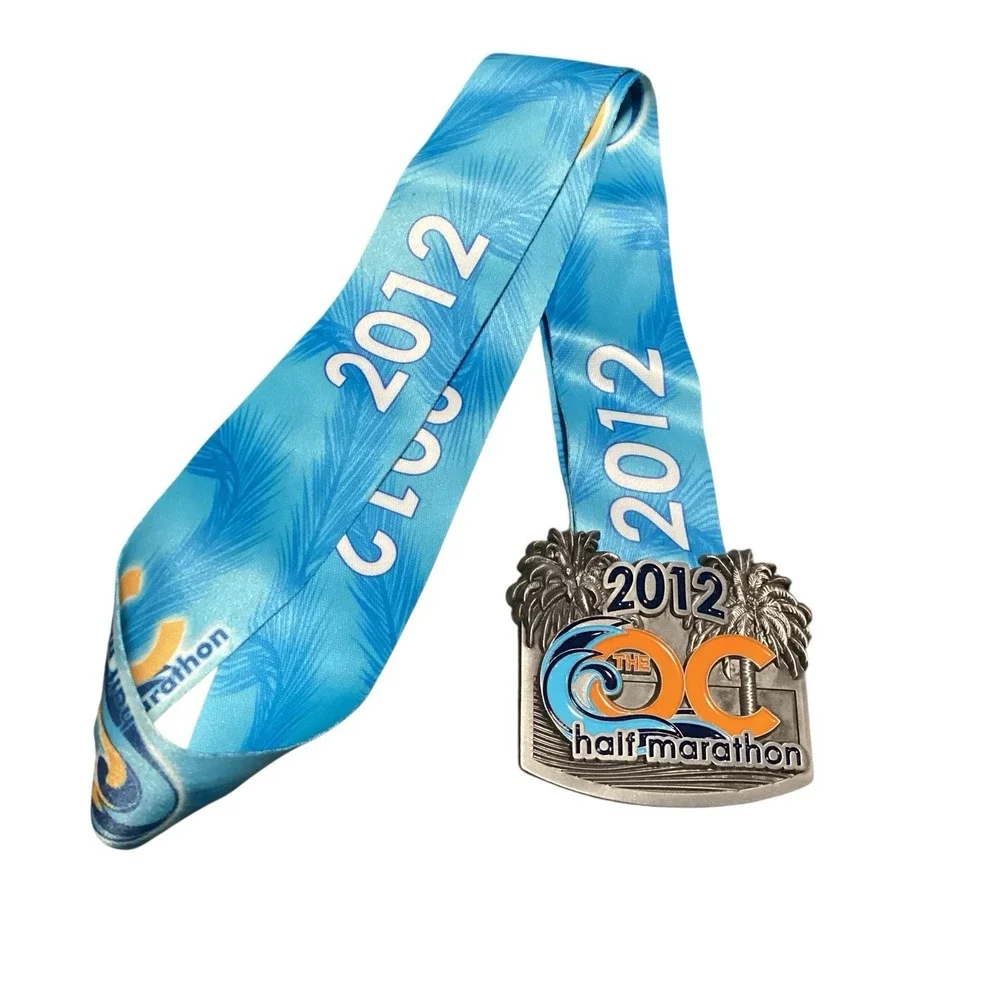 The OC Half Marathon Running Race Medal & Lanyard Orange County CA 2009 & 2012